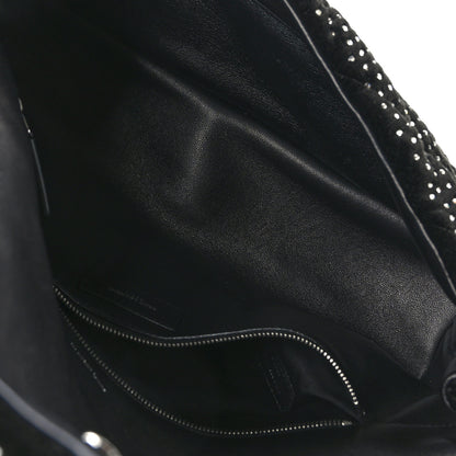 Saint Laurent Velvet Lambskin Quilted Rhinestone Sade Puffer Envelope Clutch Black 5 of 9