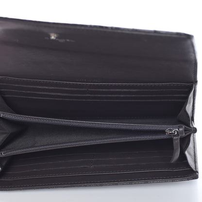Chanel Distressed Patent Chevron Quilted CC Crossing Long Flap Wallet Grey 5 of 11