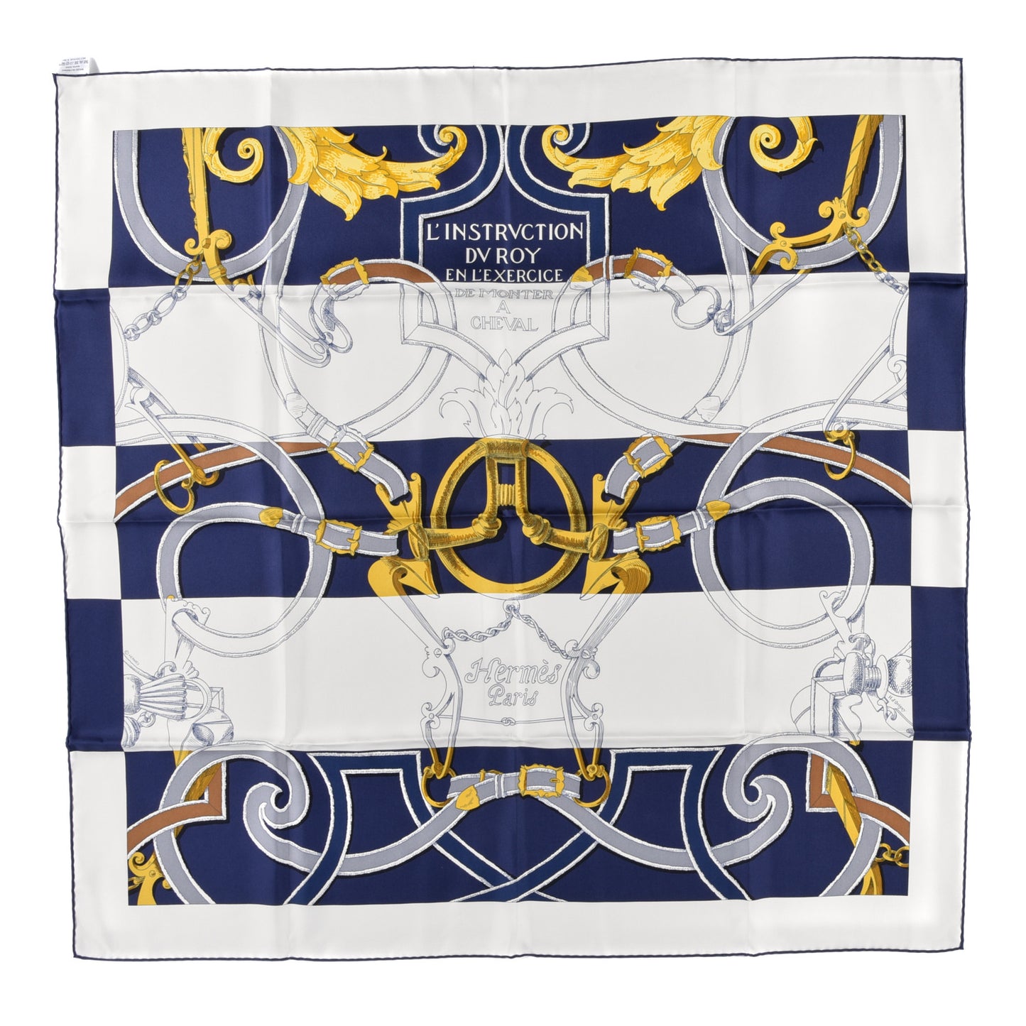 Silk L Instruction Du Roy Scarf 90 Marine White Or