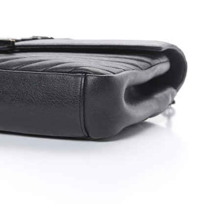 Saint Laurent Sheepskin Matelasse Chevron Monogram Monochrome Medium College Bag Black 10 of 13