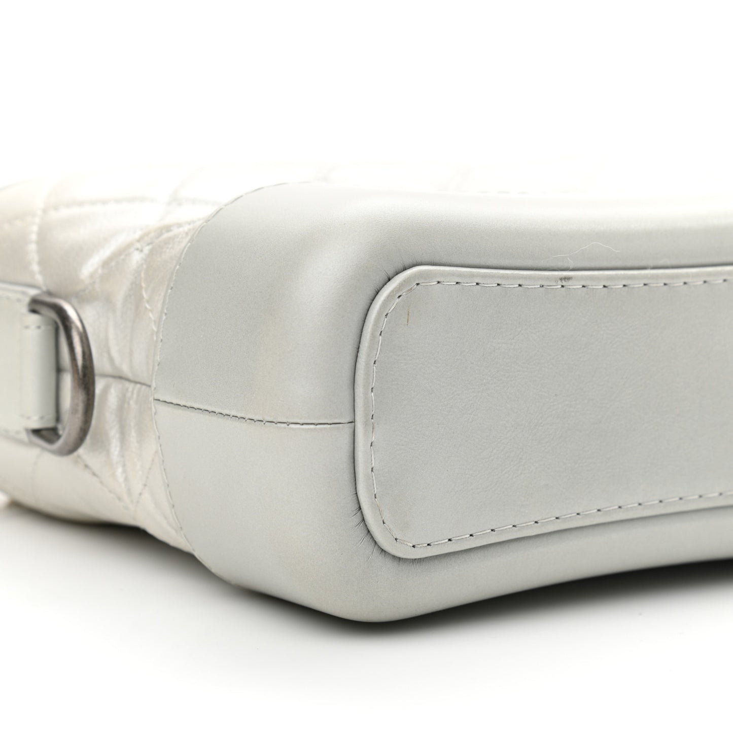 Metallic Aged Calfskin Quilted Small Gabrielle Hobo Silver