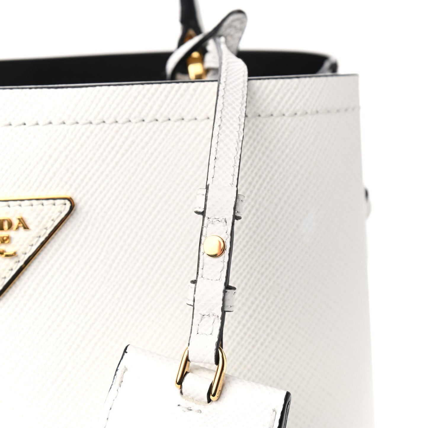 Saffiano Cuir Medium Panier Bucket Bag Bianco Black