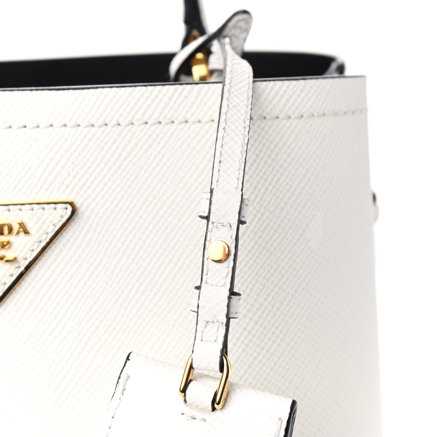 Prada Saffiano Cuir Medium Panier Bucket Bag Bianco Black 11 of 12
