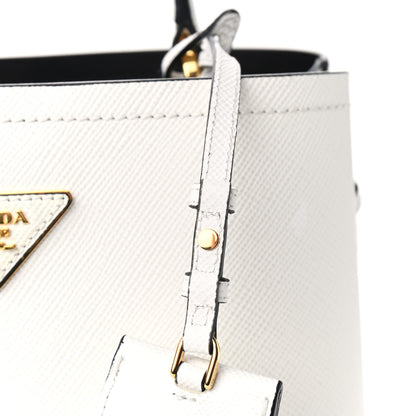 Prada Saffiano Cuir Medium Panier Bucket Bag Bianco Black 11 of 12