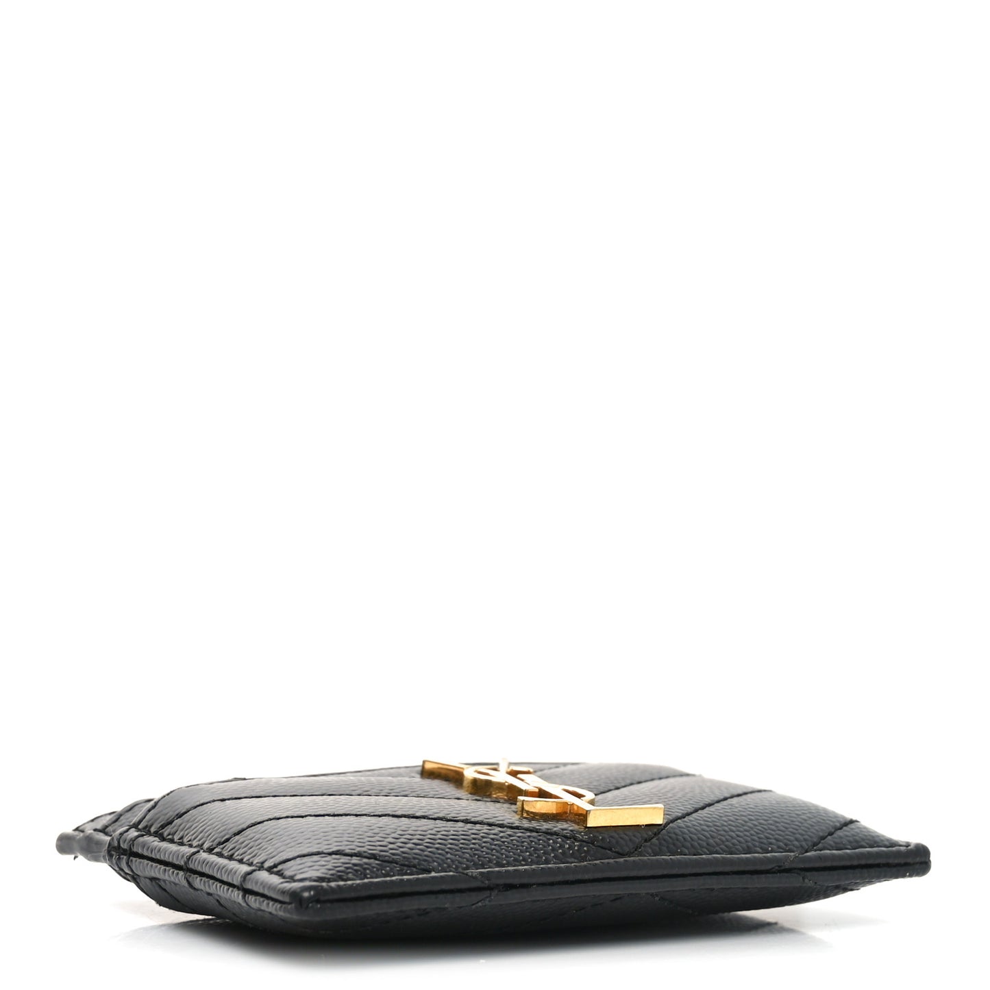 Grain De Poudre Matelasse Chevron Monogram Credit Card Case Black