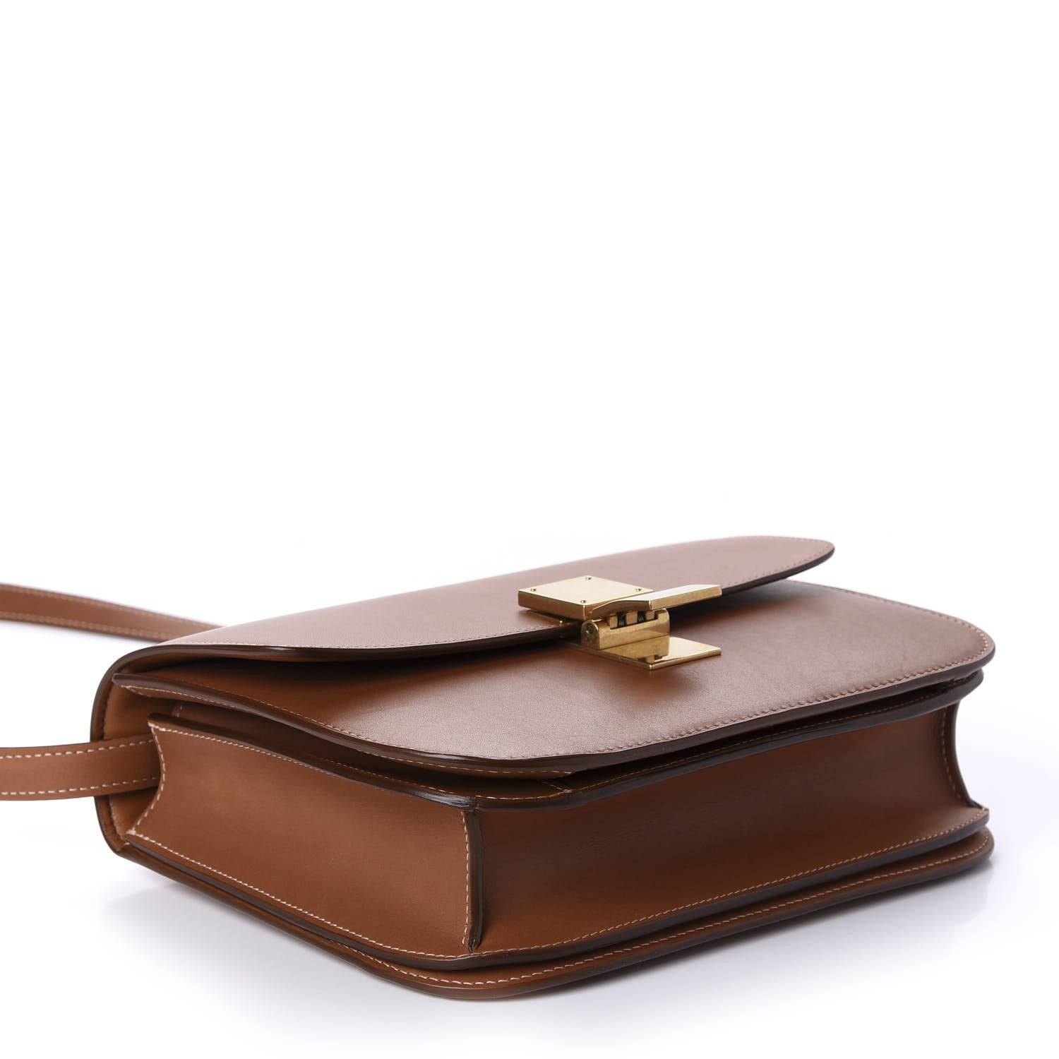 Celine Natural Calfskin Medium Classic Box Flap Bag Tan 4 of 11