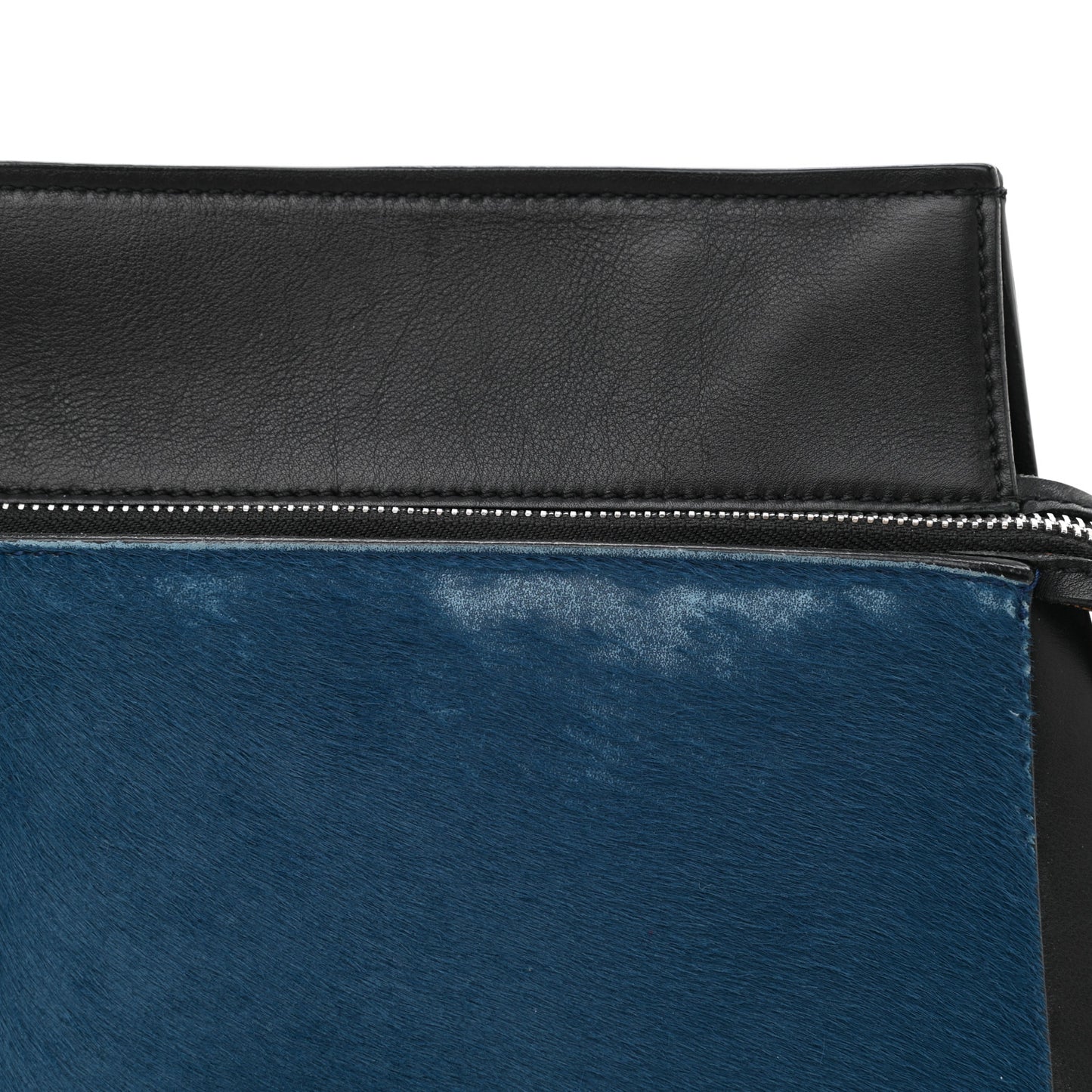 Pony Hair Large Edge Shoulder Bag Ocean Blue