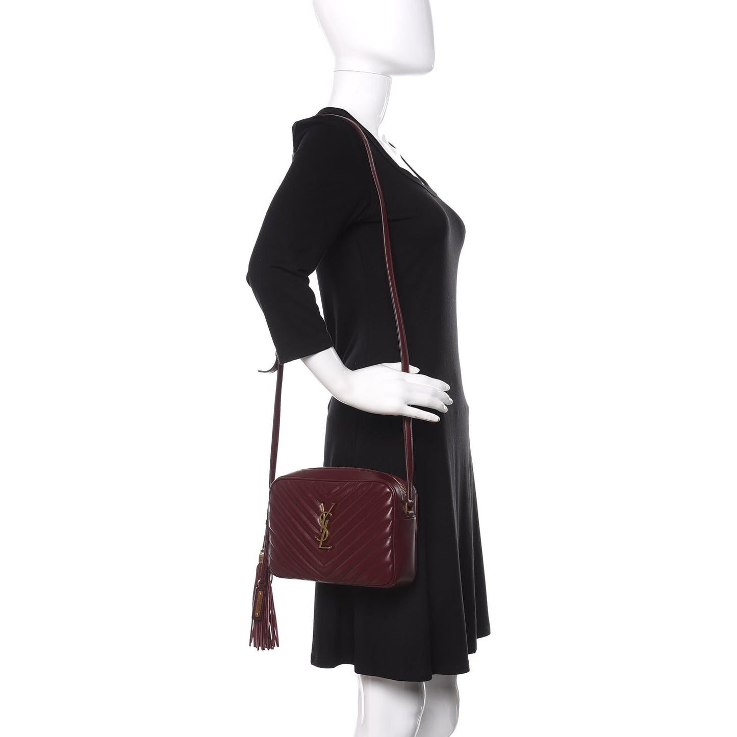 Calfskin Matelasse Monogram Lou Camera Bag Dark Legion Red