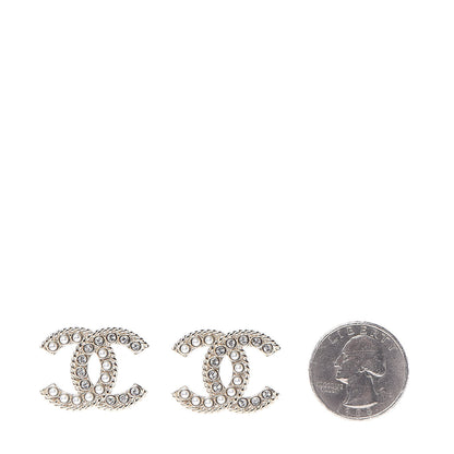 Chanel Crystal Pearl CC Earrings Light Gold 2 of 5