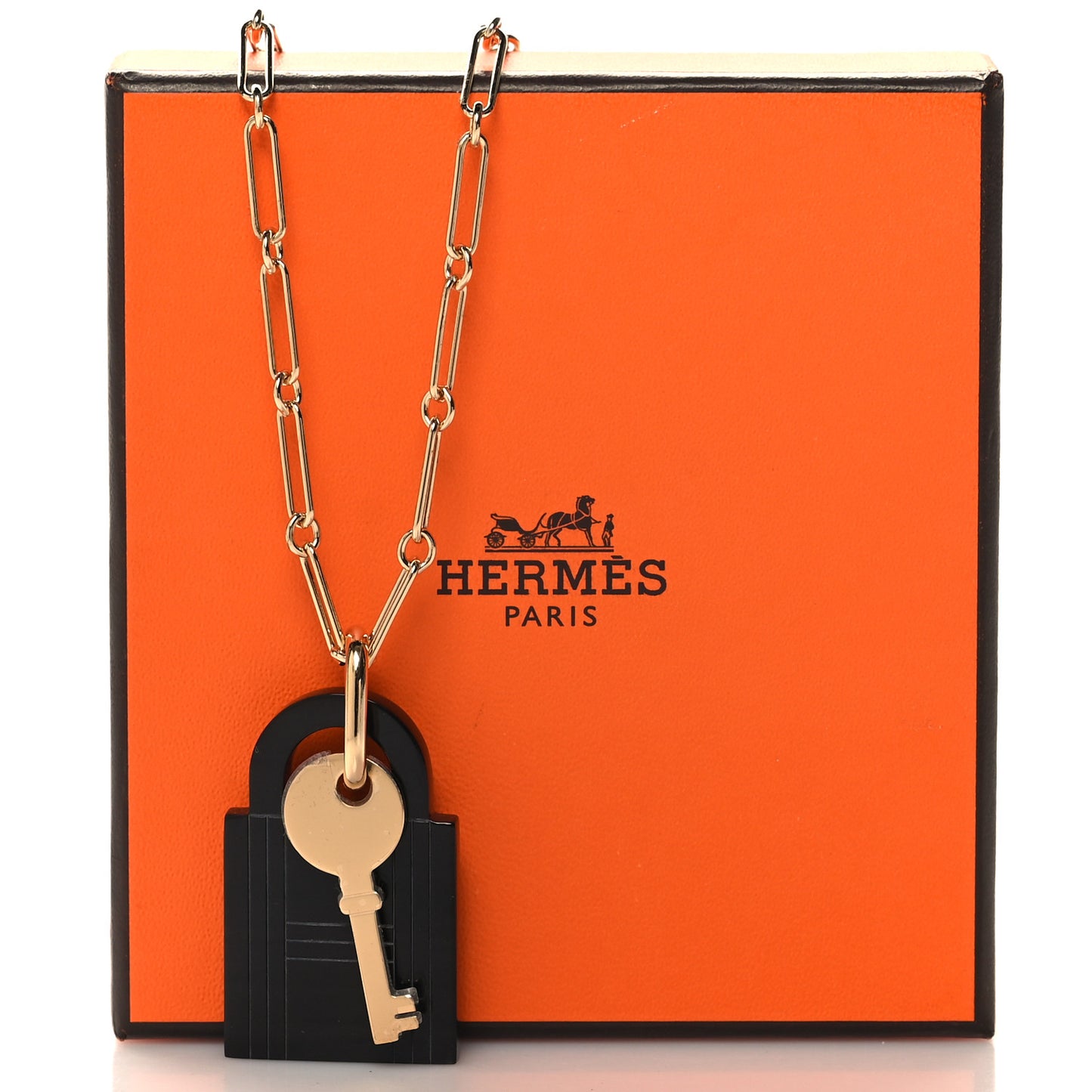 Permabrass Buffalo Horn Amulette Padlock Large Pendant Necklace