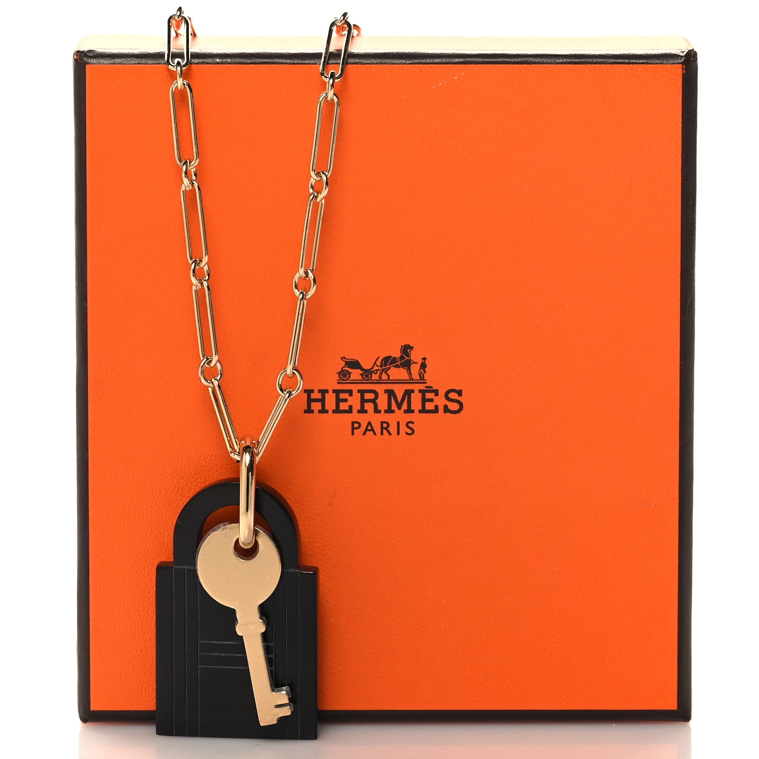 Hermes Permabrass Buffalo Horn Amulette Padlock Large Pendant Necklace 5 of 5