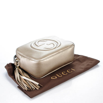 Gucci Metallic Pebbled Calfskin Small Soho Disco Bag Golden Beige 4 of 6