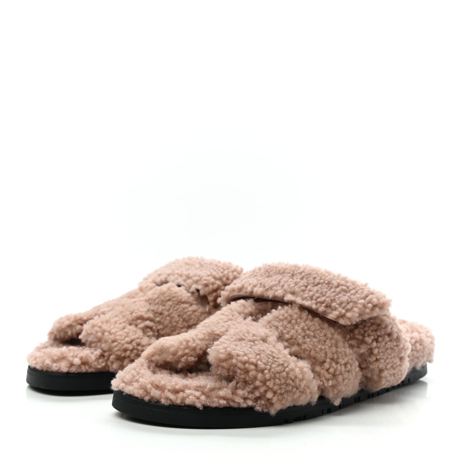 Hermes Woolskin Womens Chypre Sandals 37 Bois De Santal 3 of 8