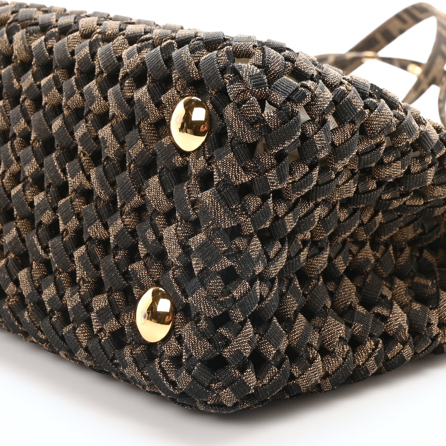Fabric Jacquard FF 1974 Woven Knotted Mini Peekaboo Iconic Satchel Tobacco Moro