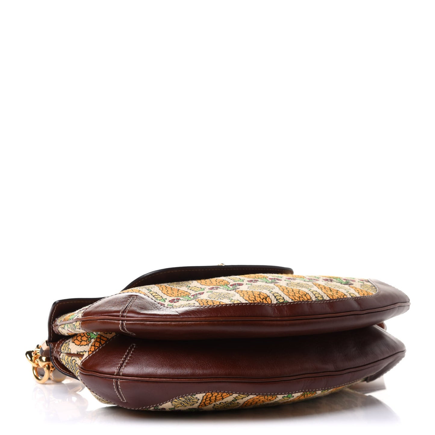 Canvas Pigna Print Peggy Bamboo Top Handle Bag Brown
