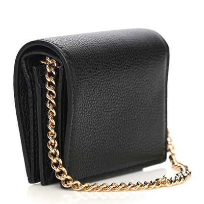 Gucci Grainy Calfskin Zumi Chain Card Case Wallet Black 3 of 10