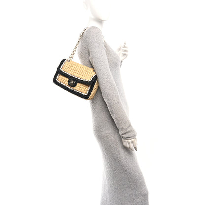 Chanel Raffia Chain Venice Beach Flap Bag Beige Black 2 of 12