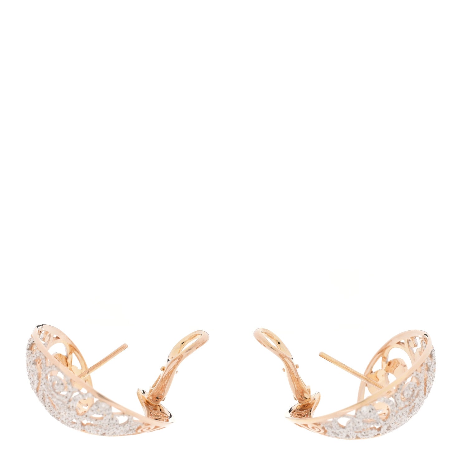 Pomellato 18K Rose Gold Diamond Arabesque Earrings 3 of 4