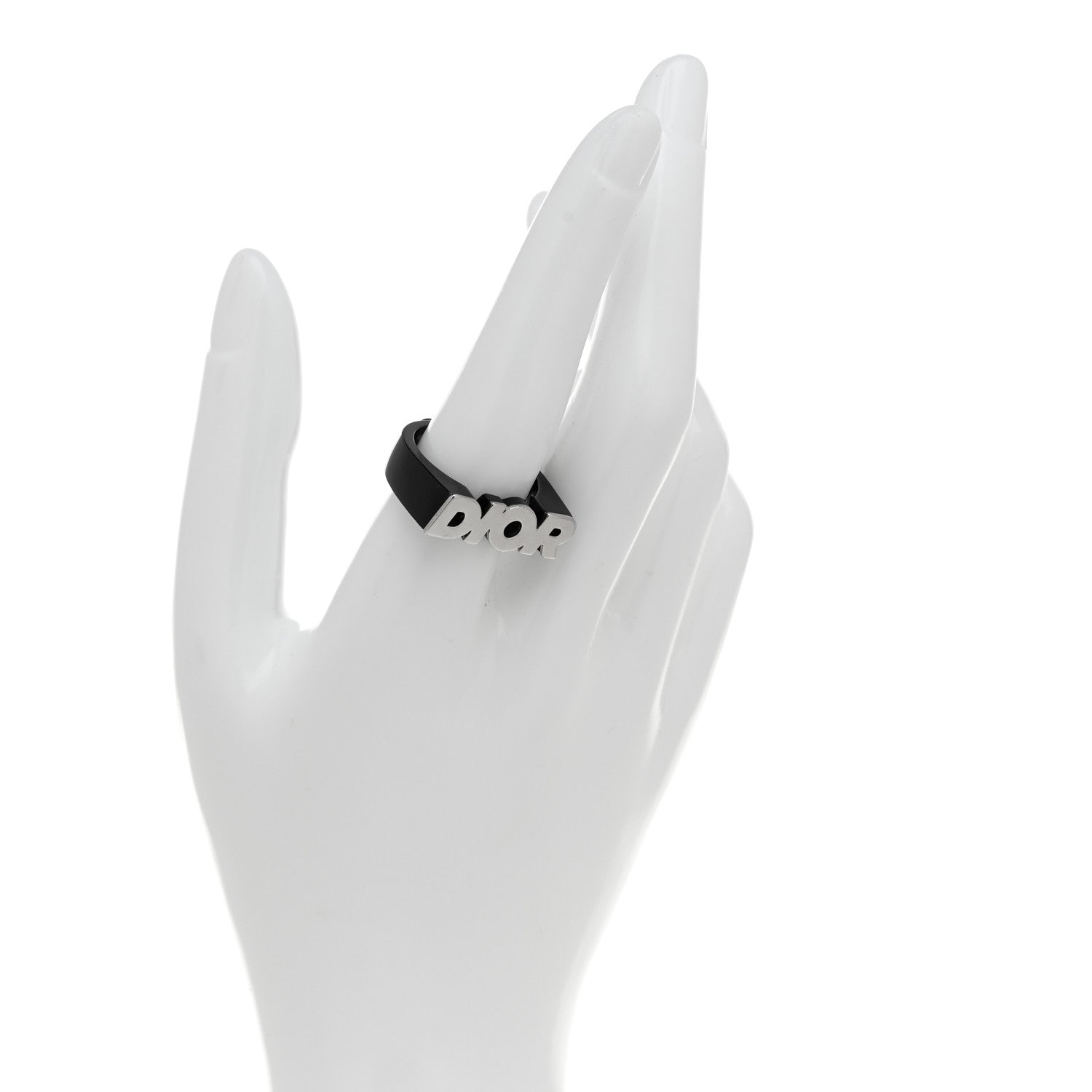 Christian Dior Metal Logo Ring S Black 2 of 4