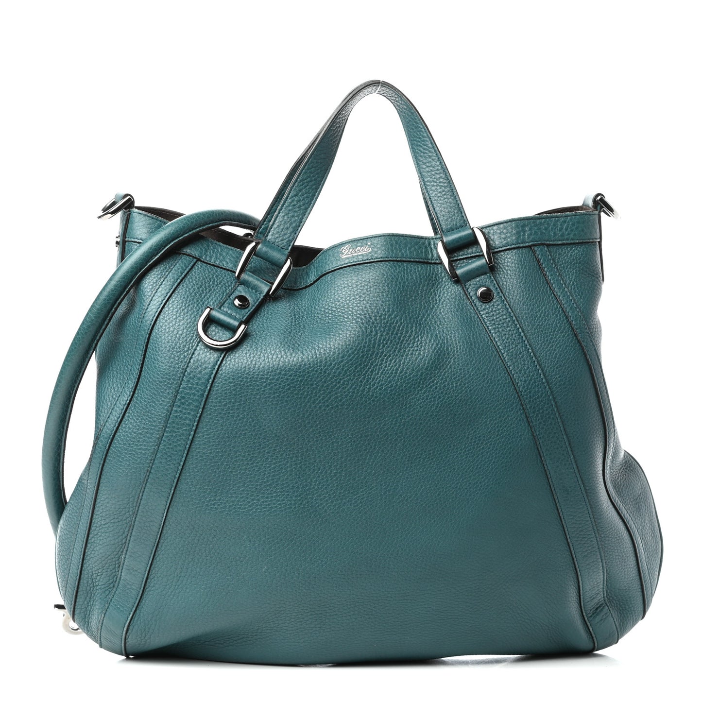 Pebbled Calfskin Medium Abbey Convertible Tote Green