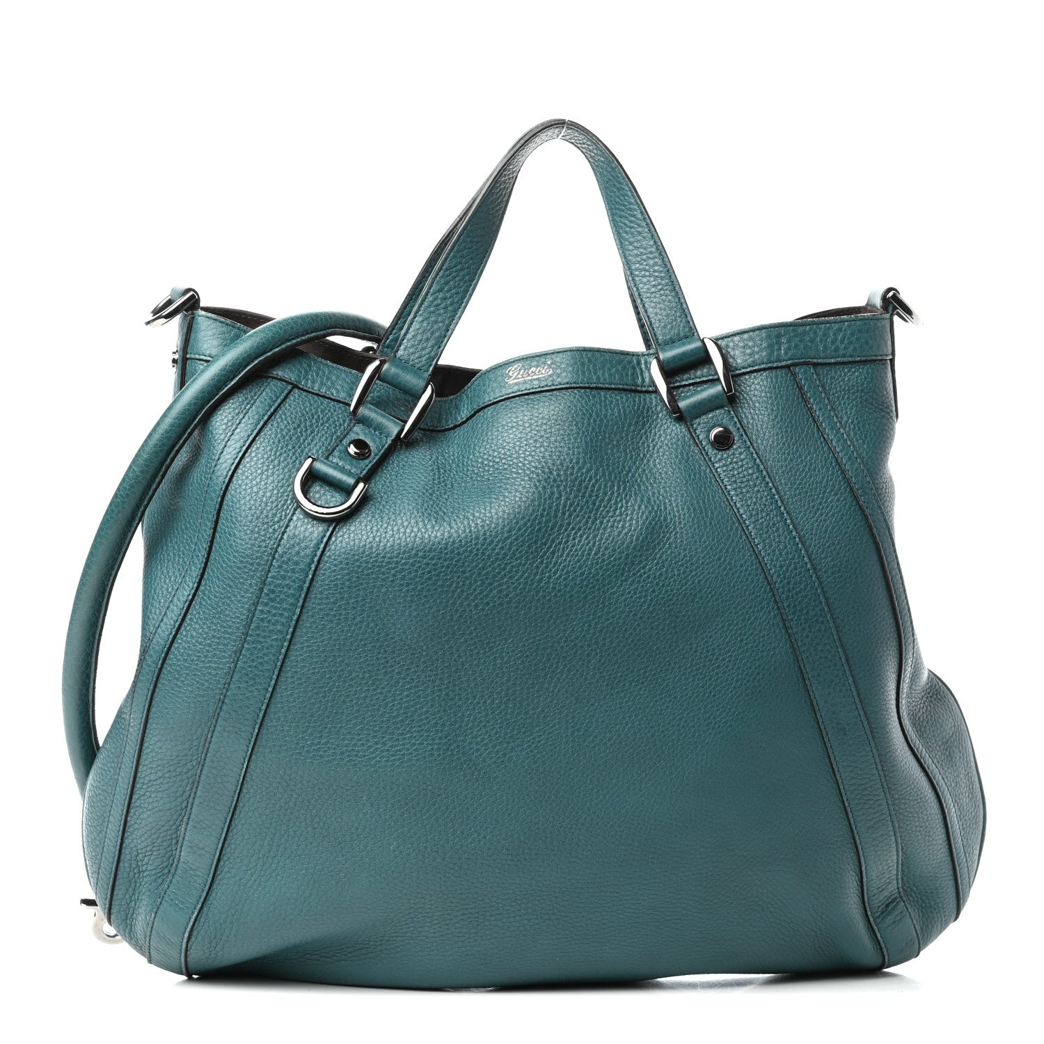 Gucci Pebbled Calfskin Medium Abbey Convertible Tote Green 1 of 10