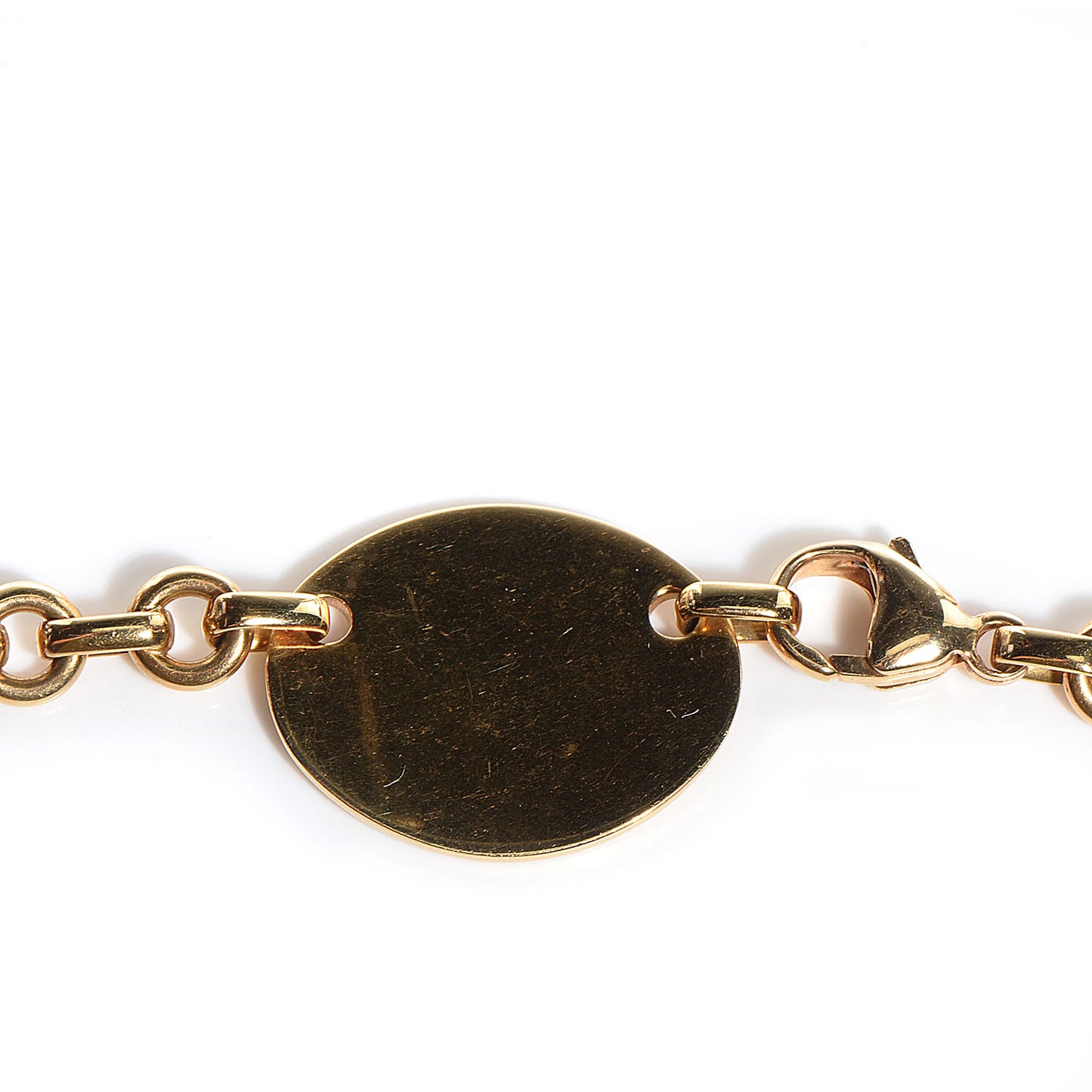 18K Yellow Gold Return To Oval Tag Choker Necklace