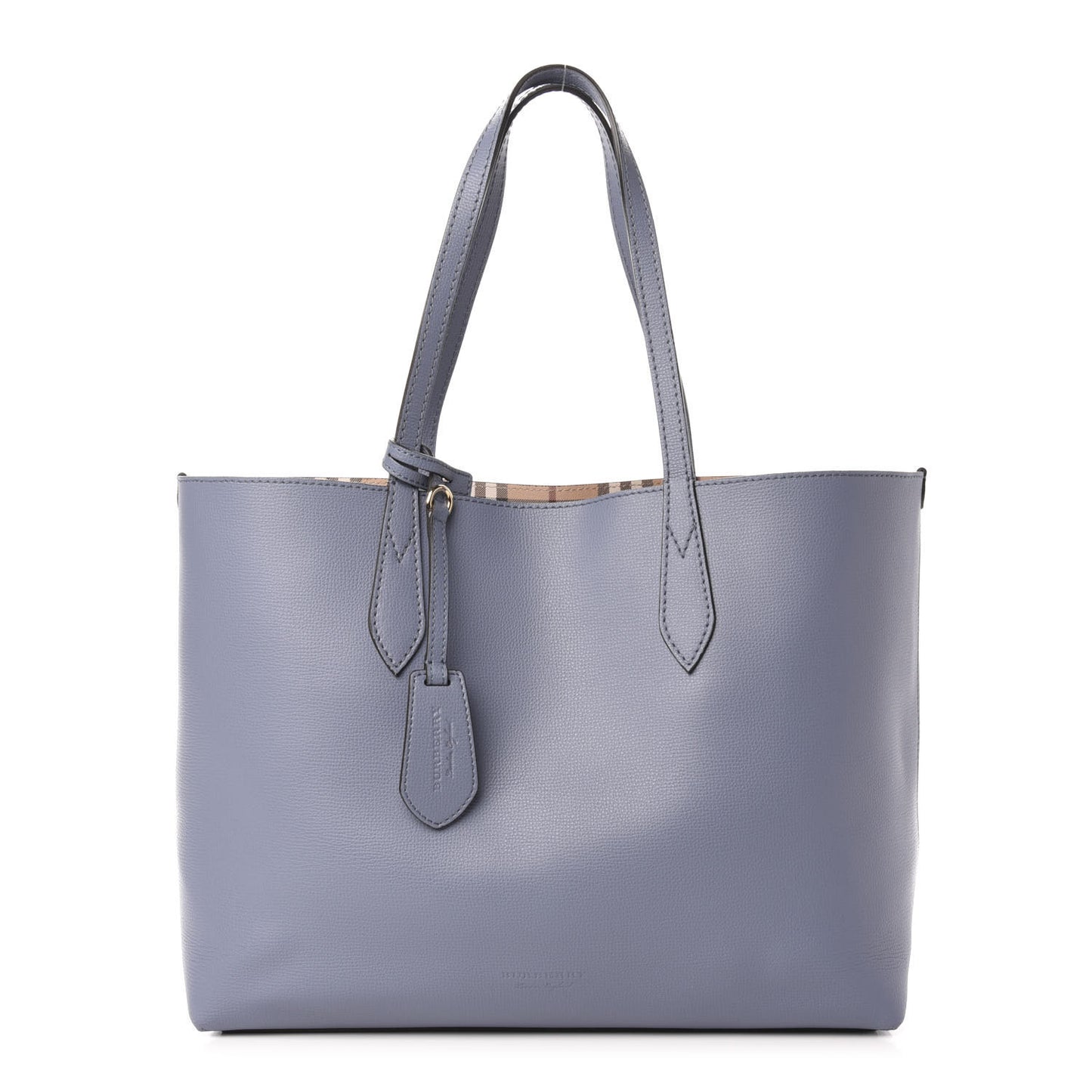 Calfskin Haymarket Check Medium Reversible Tote Blue