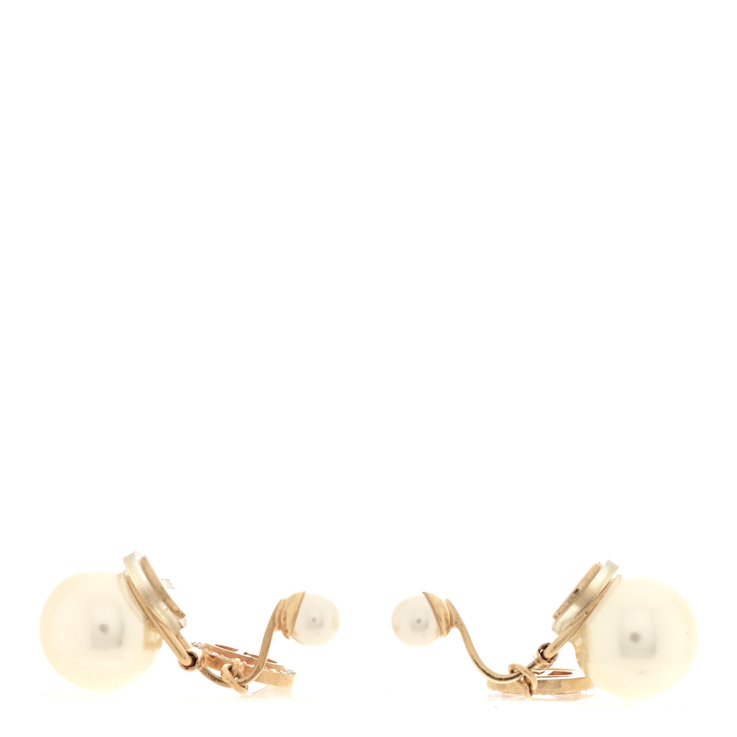 Metal Pearl Crystal Tribales CD Clip On Earrings Gold