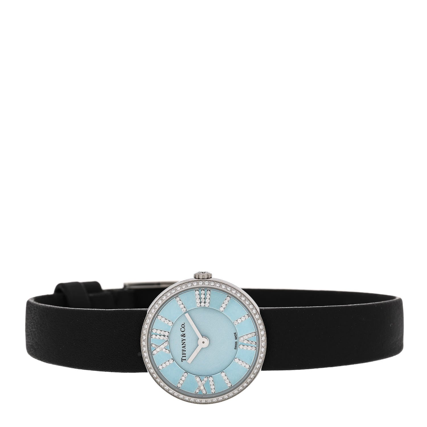 Tiffany Stainless Steel Calfskin Diamond Bezel 24mm Atlas 2-Hand Quartz Watch Tiffany Blue 2 of 5