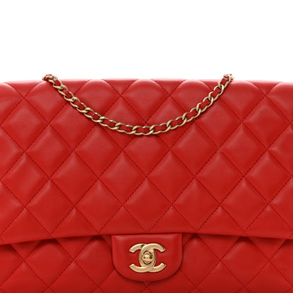 Chanel Lambskin Quilted Clutch With Chain Flap Red 8 of 10