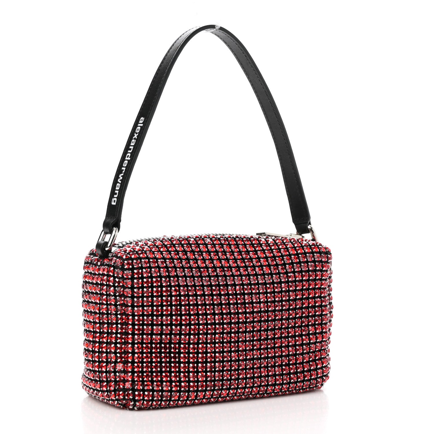 Alexander Wang Mesh Crystal Rhinestone Mini Heiress Pouch Red