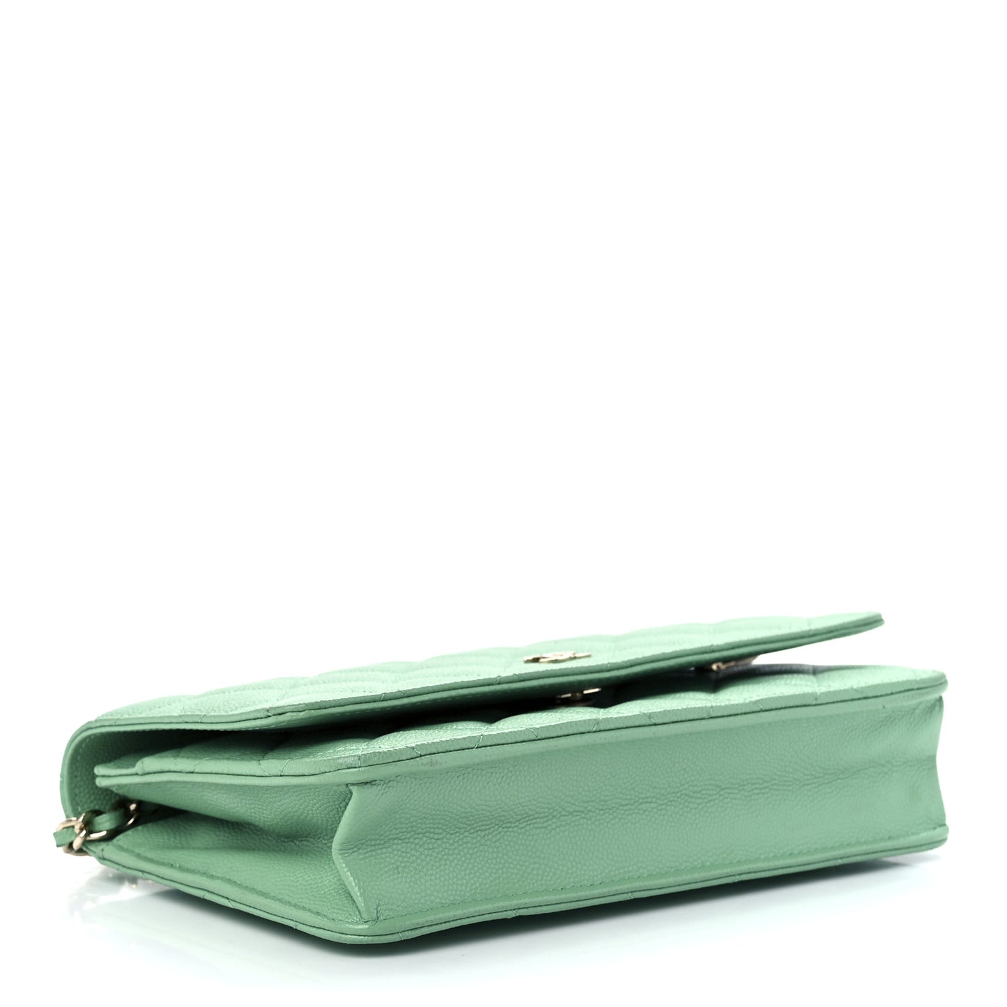 Caviar Quilted Wallet On Chain WOC Light Green