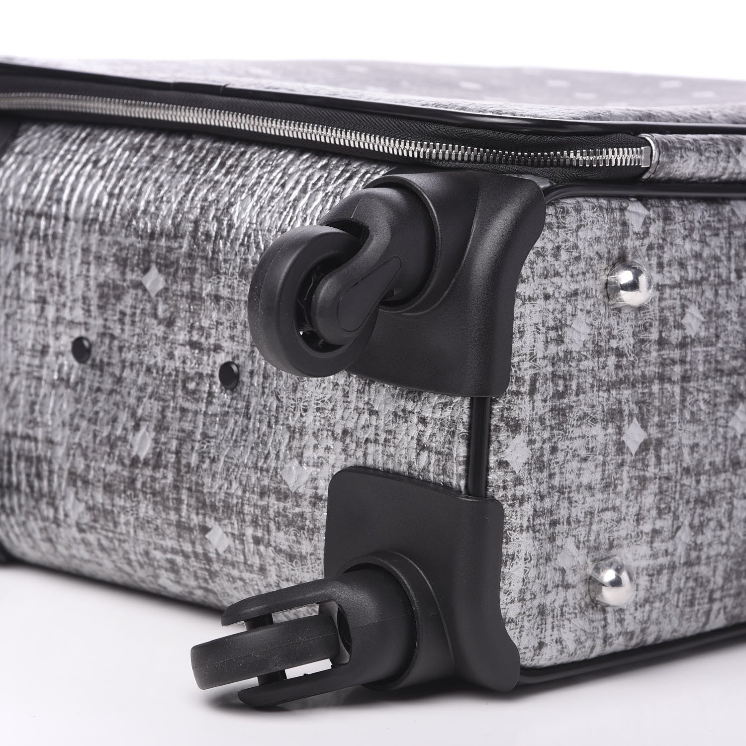 MCM Visetos Small Check In Trolley Wheeled Suitcase Silver 6 of 8