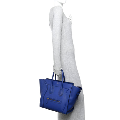 Celine Drummed Calfskin Mini Luggage Indigo 2 of 13