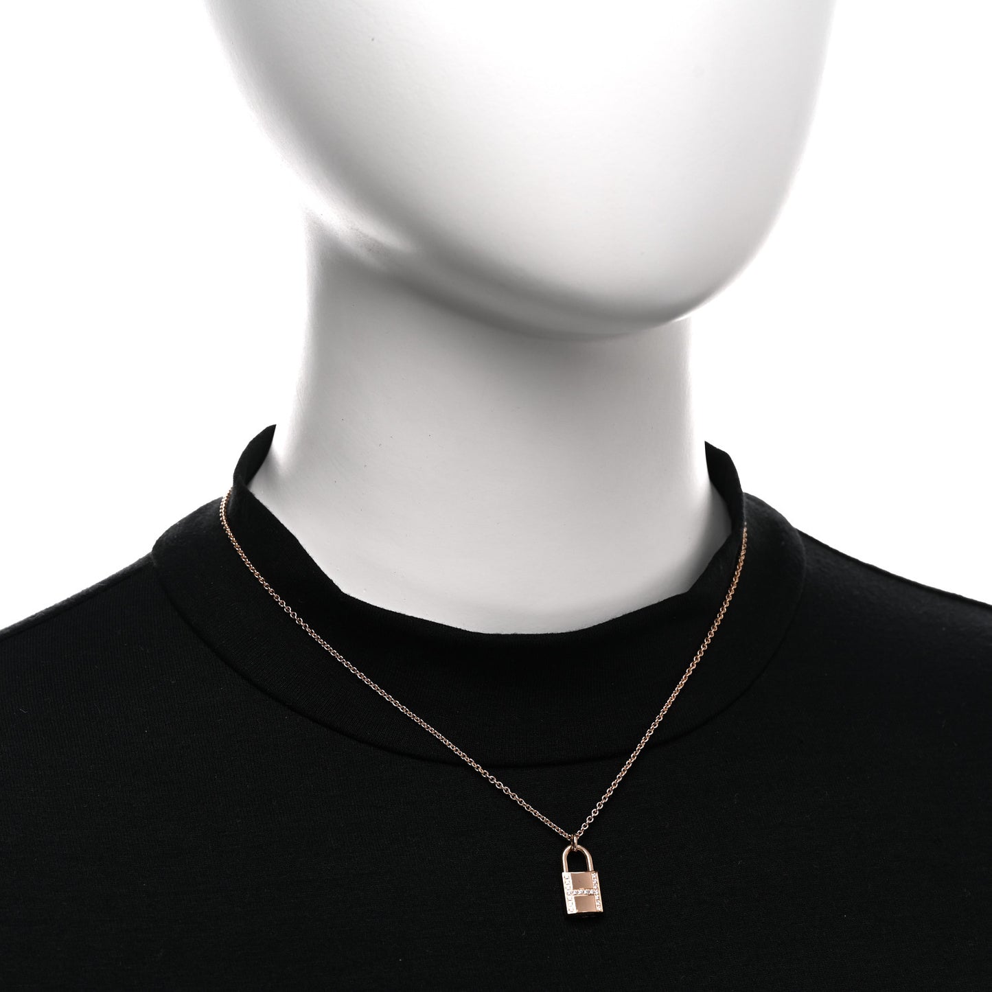 18K Rose Gold Diamond Amulettes Cadenas Pendant Necklace