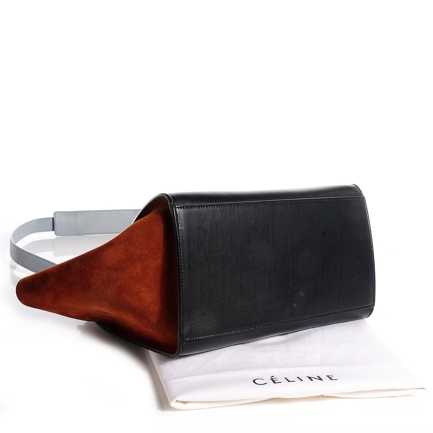 Celine Pebbled Calfskin and Suede Small Tri-Color Trapeze Light Blue 4 of 9
