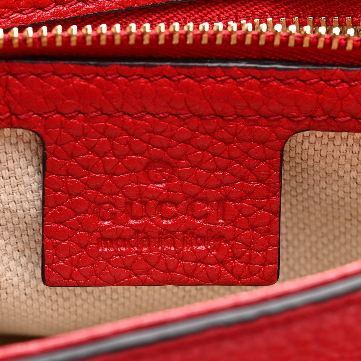 Gucci Pebbled Calfskin Medium Soho Flap Crossbody Vibrant Red 5 of 9