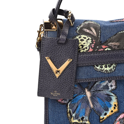 Valentino Garavani Denim Butterfly Embroidered My Rockstud Frame Bag Light Denim Multicolor 10 of 10