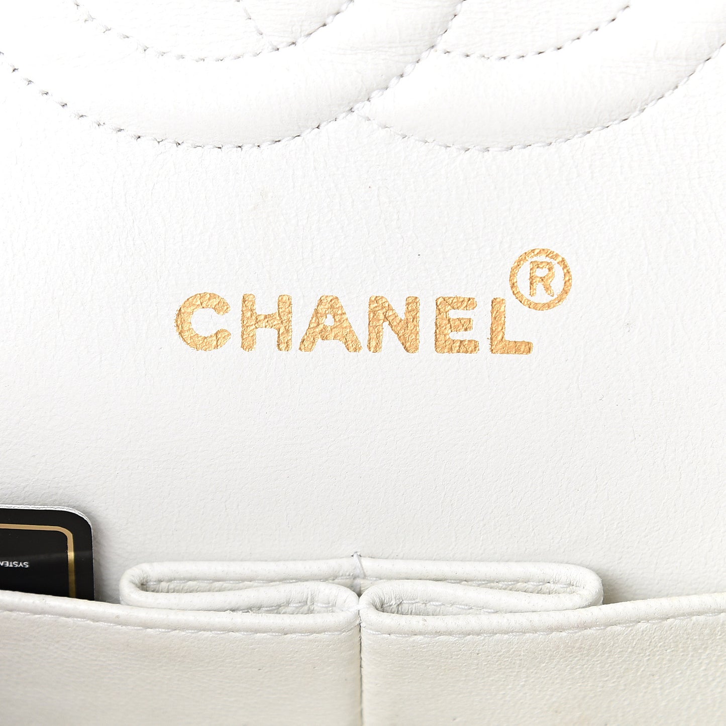 Calfskin Chevron Quilted Medium Double Flap White