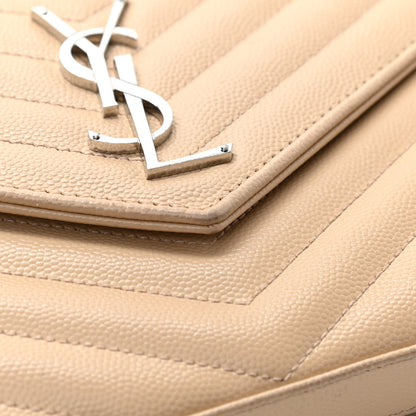 Saint Laurent Grain De Poudre Matelasse Chevron Monogram Chain Wallet Nude Powder 11 of 12