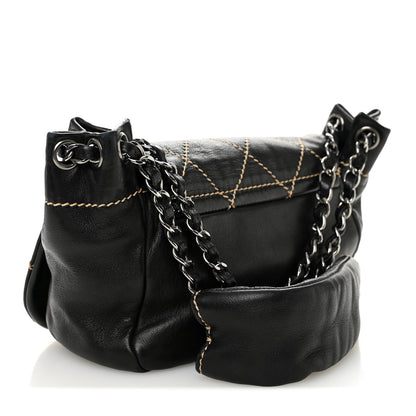 Chanel Lambskin Contrast Stitch Small Surpique Accordion Flap Black 3 of 11