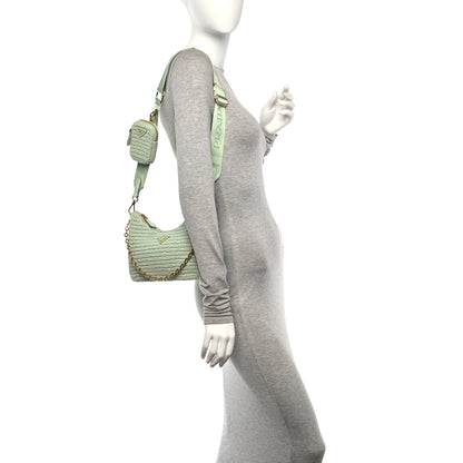 Prada Yarn Raffia Effect Crochet Re-Edition 2005 Shoulder Bag Acqua 2 of 13