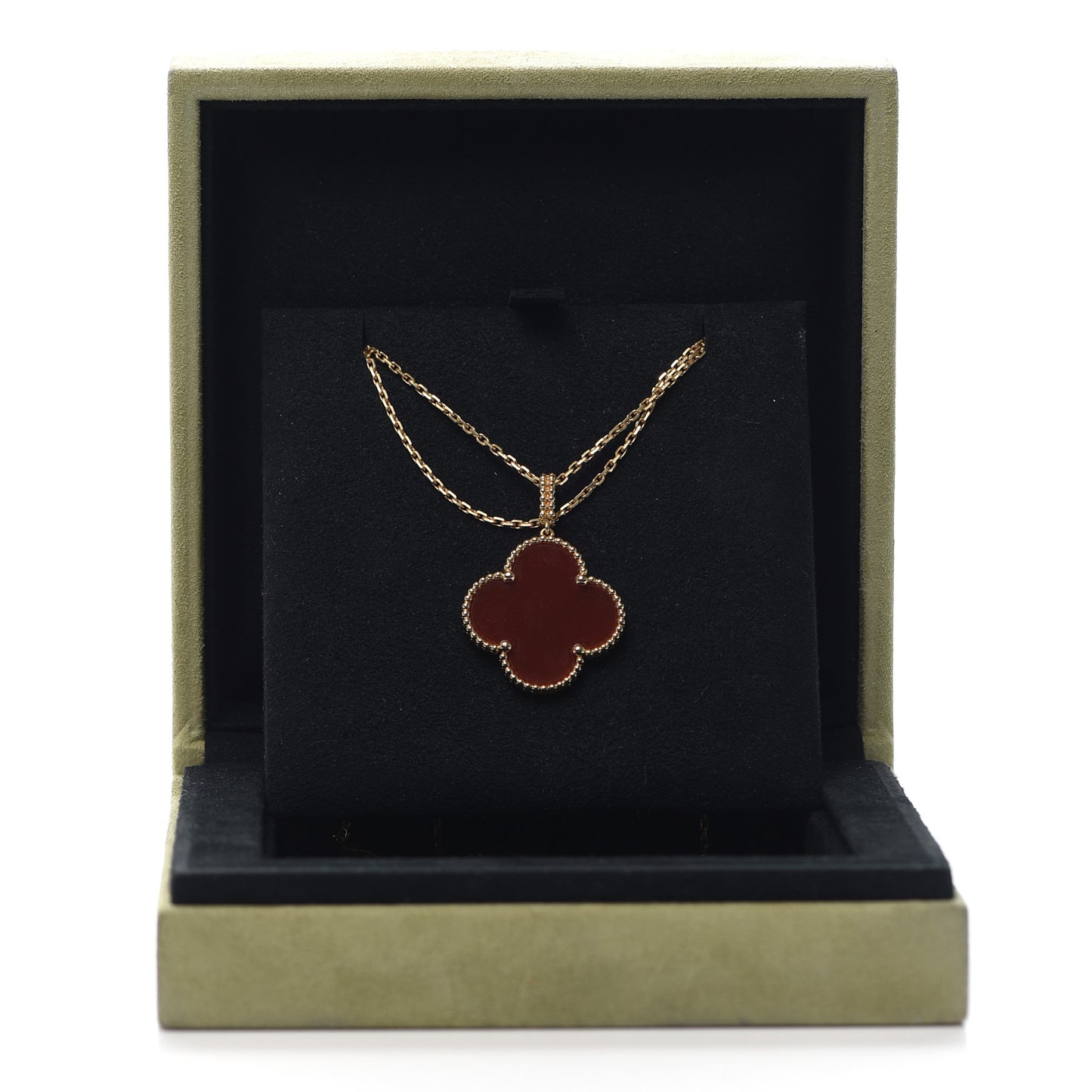 18K Yellow Gold Carnelian Magic Alhambra Long Necklace