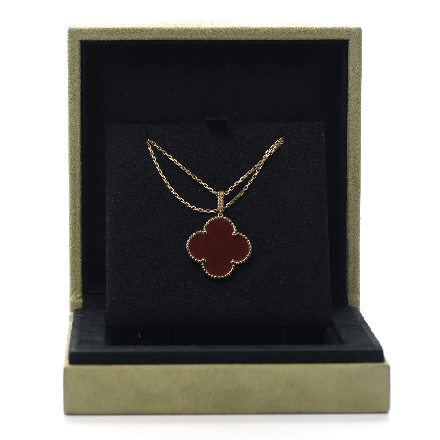 Van Cleef & Arpels 18K Yellow Gold Carnelian Magic Alhambra Long Necklace 6 of 6