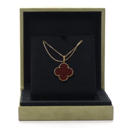 Van Cleef & Arpels 18K Yellow Gold Carnelian Magic Alhambra Long Necklace 6 of 6