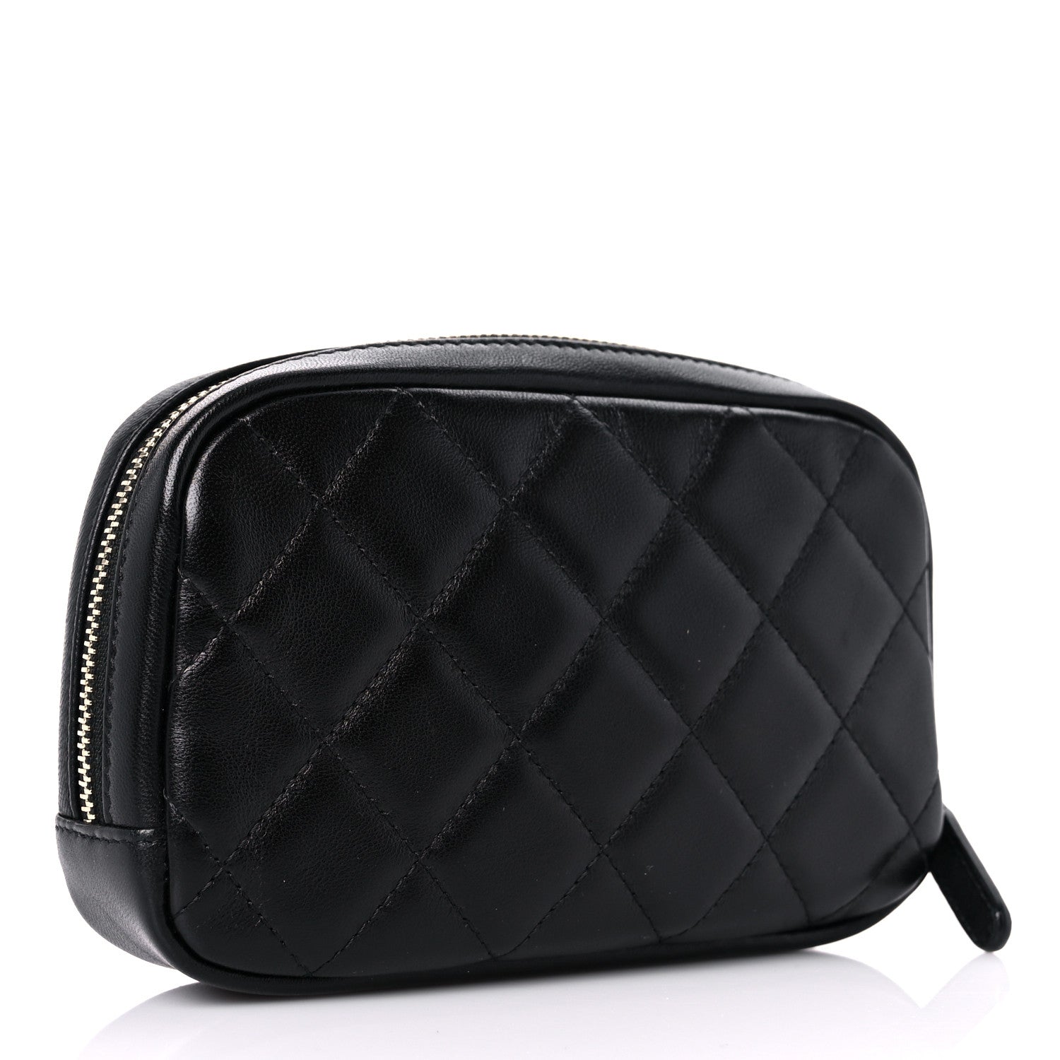 Chanel Lambskin Quilted Small Curvy Pouch Cosmetic Case Black 3 of 10