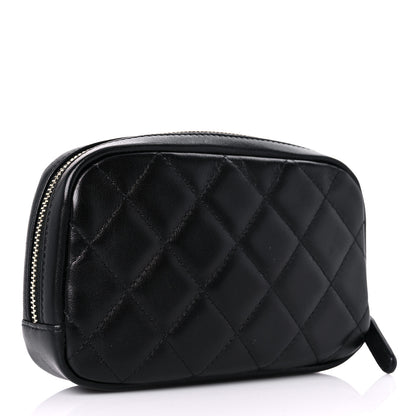 Chanel Lambskin Quilted Small Curvy Pouch Cosmetic Case Black 3 of 10
