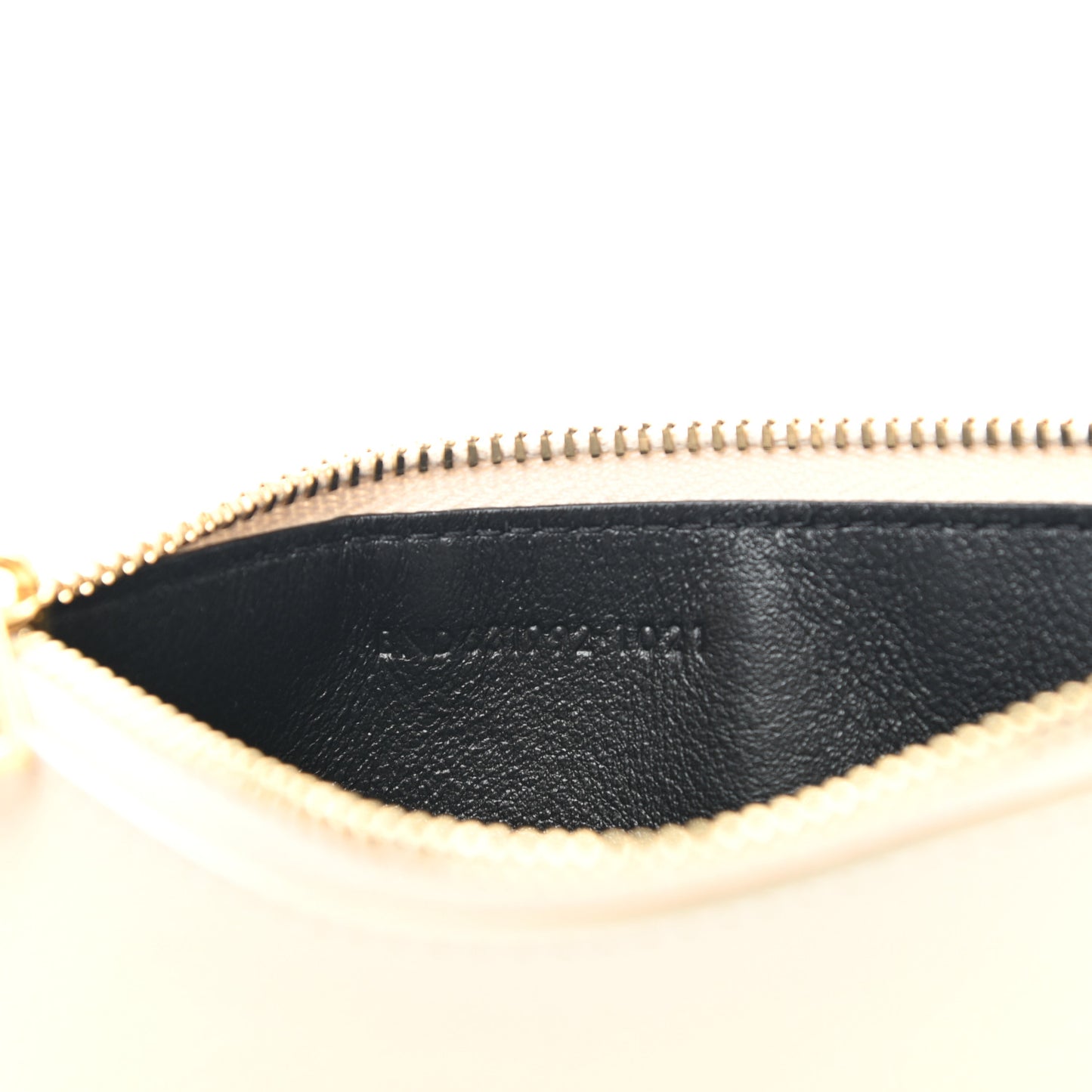 Grained Calfskin 5 Fragments Zip Pouch Card Holder White