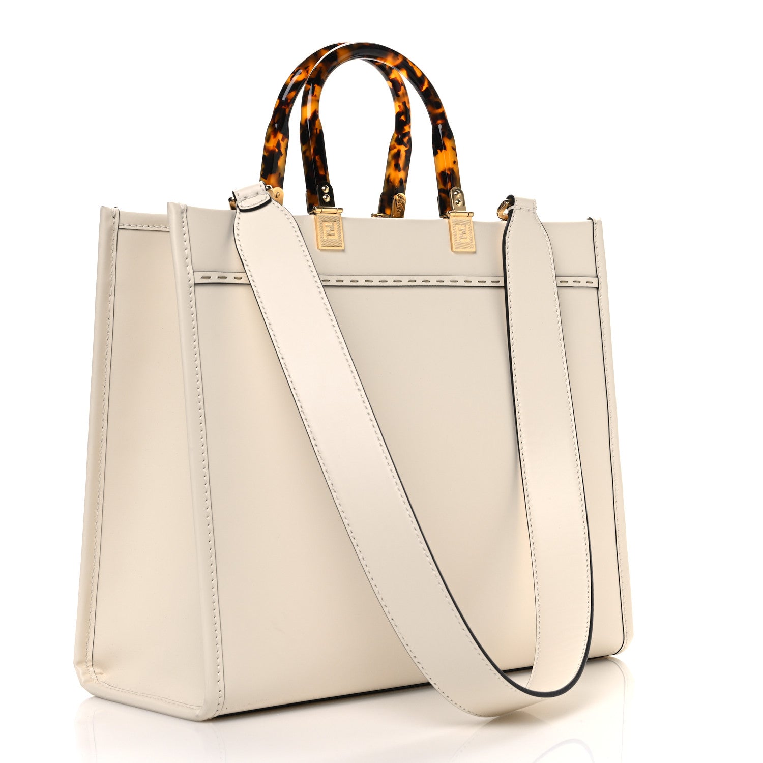 Fendi Vitello King Plexiglass Medium Fendi Sunshine Shopper Tote White Ice 3 of 15