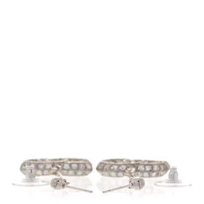 Chanel Baguette Crystal CC Drop Earrings Silver 3 of 6